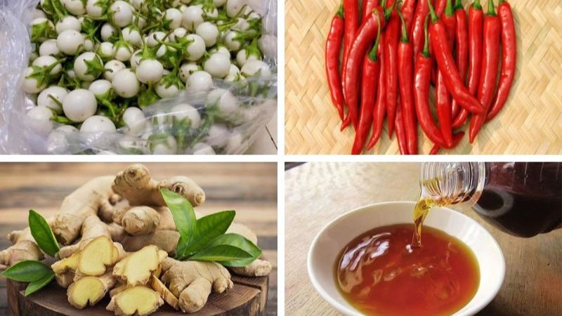 Nguyên liệu làm món cà teo ngâm mắm Nguyên liệu làm món cà teo ngâm mắm