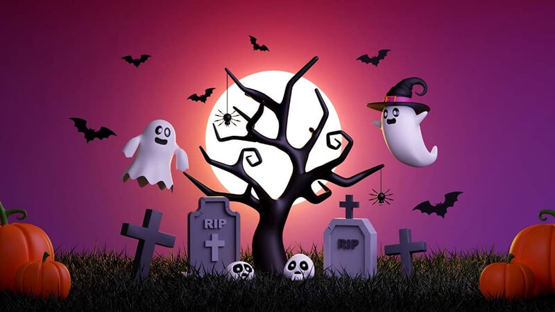 Hình nền Halloween cho máy tính dễ thương 4 Hình nền Halloween cho máy tính dễ thương 4