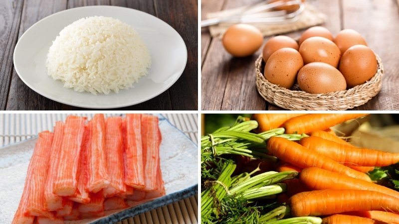 Nguyên liệu làm món cơm thanh cua trứng chảy Nguyên liệu làm món cơm thanh cua trứng chảy