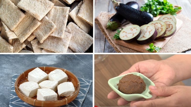 Nguyên liệu làm món mắm kho chay Nguyên liệu làm món mắm kho chay