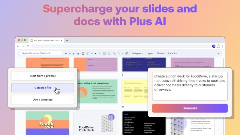Plus AI hỗ trợ Google Slides và PowerPoint, giúp tạo và chỉnh sửa slide bằng AI nhanh Plus AI hỗ trợ Google Slides và PowerPoint, giúp tạo và chỉnh sửa slide bằng AI nhanh