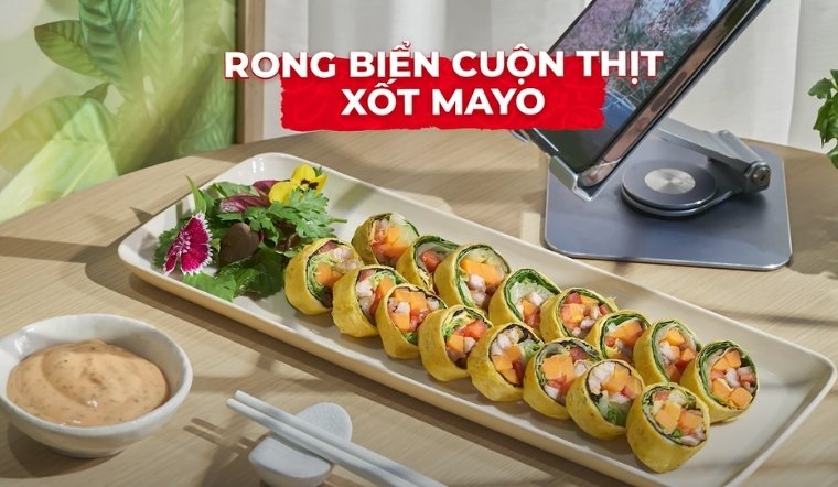Cách làm rong biển cuộn thịt xốt mayo giòn rụm, béo ngậy