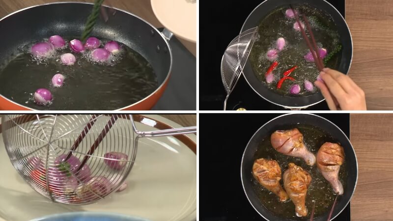Bước 3 là chiên sơ gà Bước 3 là chiên sơ gà