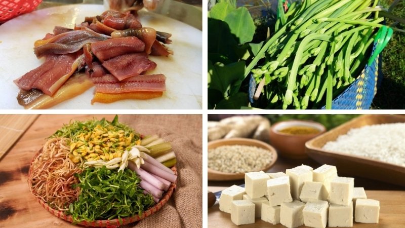 Nguyên liệu làm món lẩu lươn kèo nèo Nguyên liệu làm món lẩu lươn kèo nèo