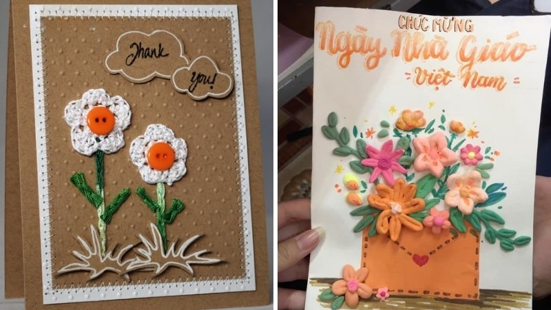 Mẫu thiệp handmade từ các vật liệu sáng tạo 3