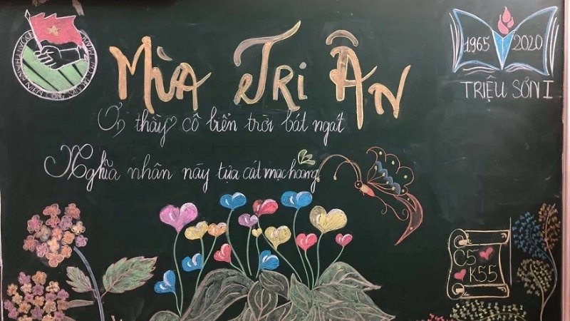 Mẫu trang trí bảng 20/11 bằng phấn màu 9 Mẫu trang trí bảng 20/11 bằng phấn màu 9