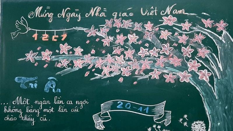 Mẫu trang trí bảng 20/11 bằng phấn màu 8 Mẫu trang trí bảng 20/11 bằng phấn màu 8