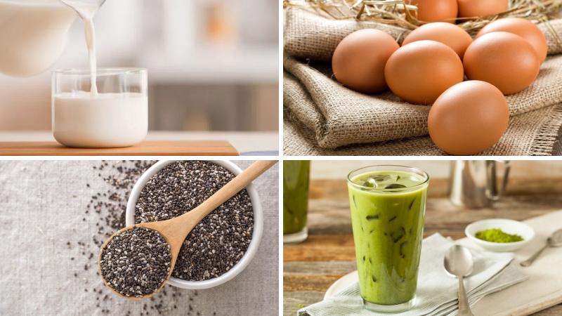 Nguyên liệu làm món bánh flan hạt chia matcha Nguyên liệu làm món bánh flan hạt chia matcha