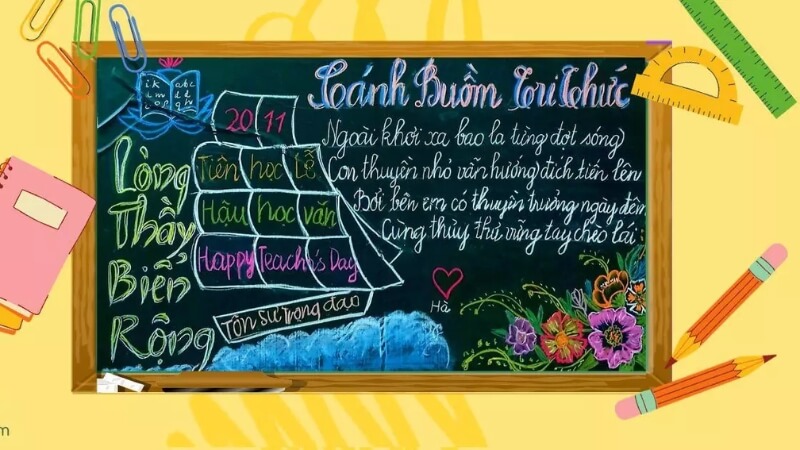 Bảng trang trí ngày 20/11 với hoa và dòng chữ tri ân. Bảng trang trí ngày 20/11 với hoa và dòng chữ tri ân.