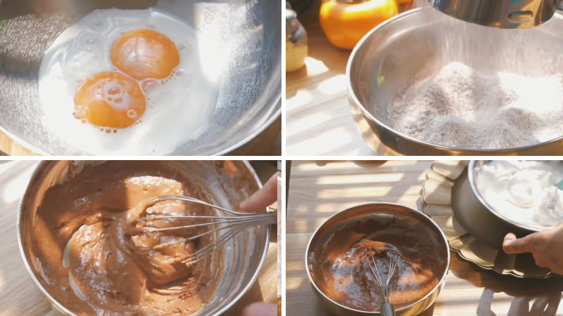 Trộn hỗn hợp trứng cacao Trộn hỗn hợp trứng cacao