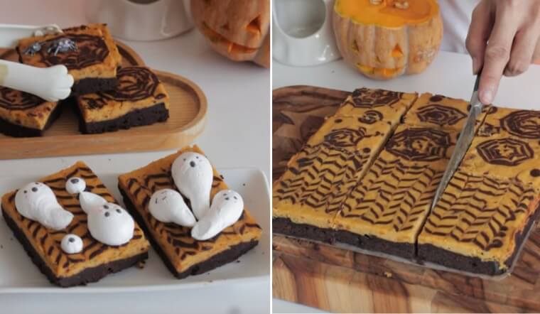 Công thức làm bánh brownies cheesecake bí đỏ Halloween đậm đà hương vị