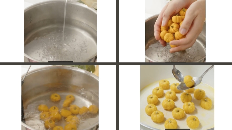 Nấu chín bánh bí đỏ Nấu chín bánh bí đỏ