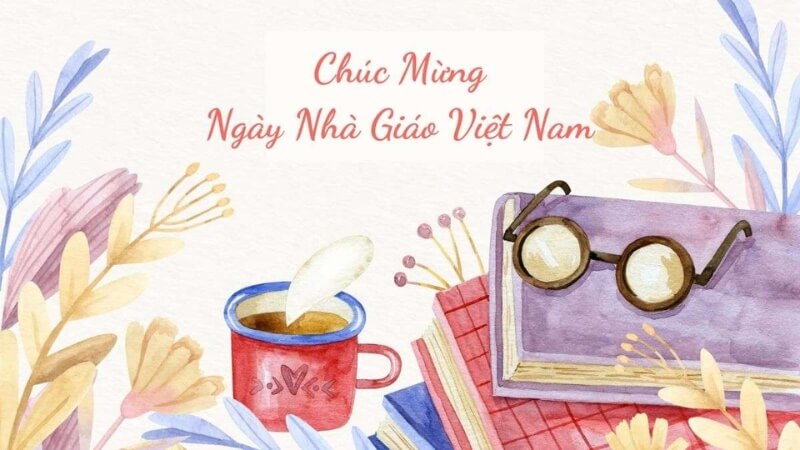 Hình nền hoa và bút mực tượng trưng cho nghề dạy học.