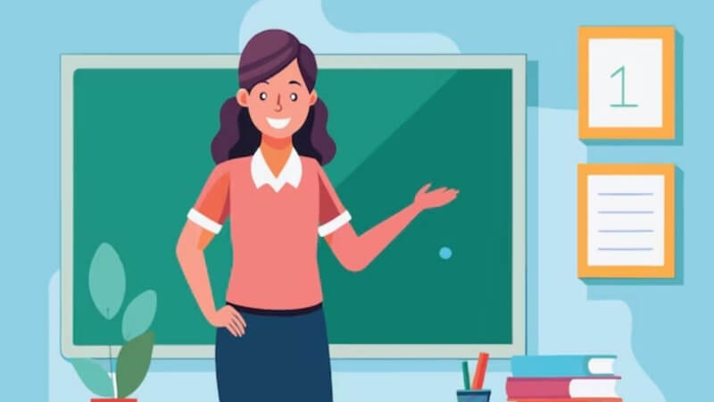 Hình minh họa chibi cô giáo dịu dàng trong ngày lễ tri ân.