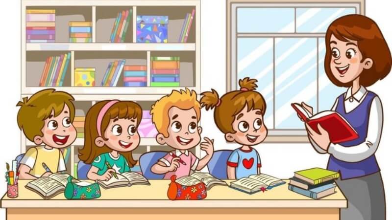 Ảnh chibi thể hiện tình cảm thầy trò gắn bó.
