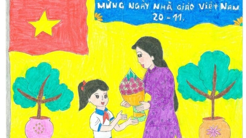 Tranh tô màu 20/11 rèn luyện sự khéo léo và sáng tạo.