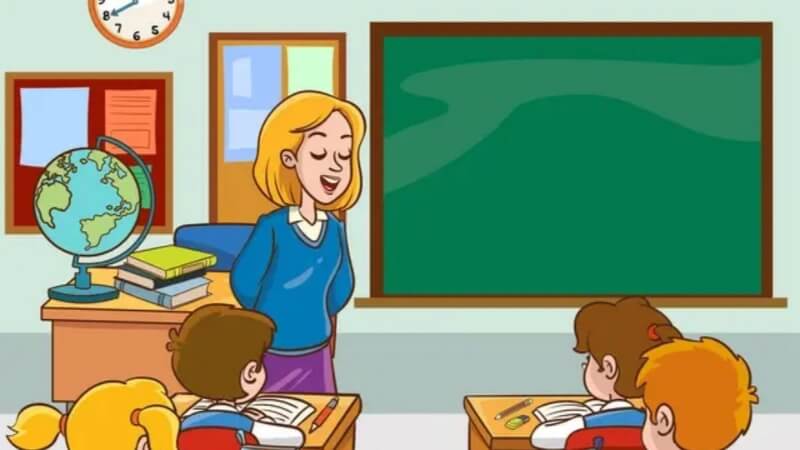 Ảnh chibi học sinh cùng cô giáo trong tiết địa lý