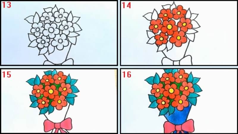 Ảnh hoa vẽ tay phong cách chibi dễ thương.