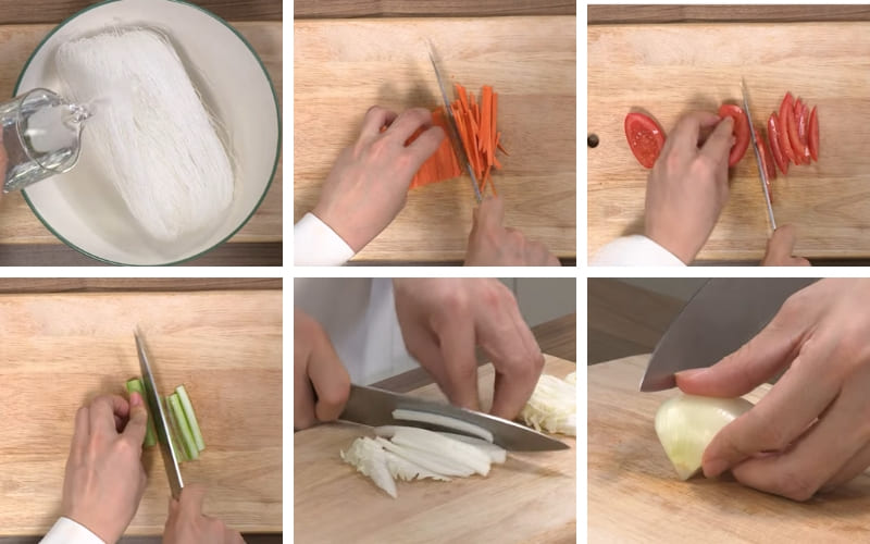 Người đầu bếp sơ chế nguyên liệu cẩn thận, giữ trọn hương vị.