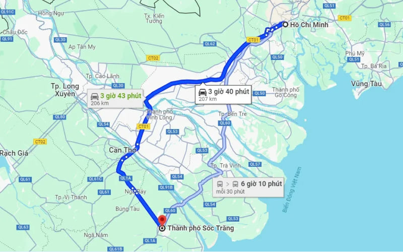 Cách di chuyển đến Sóc Trăng