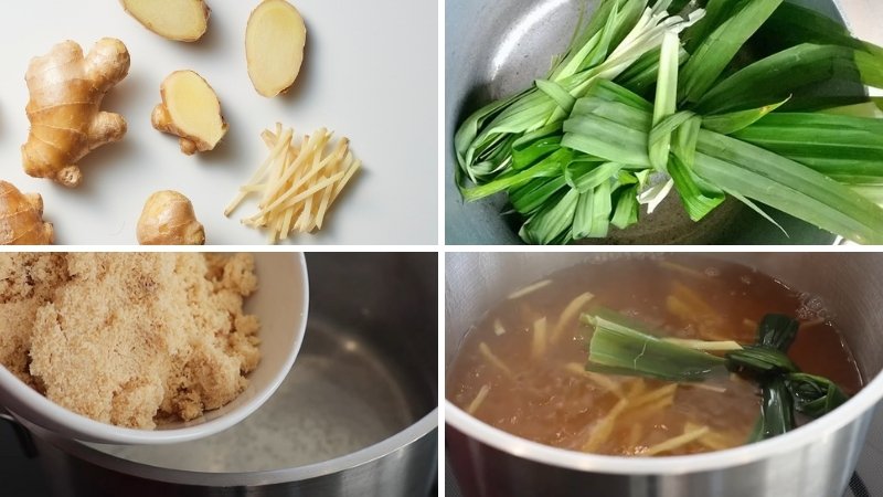 Bước 3: Nấu nước đường gừng Bước 3: Nấu nước đường gừng