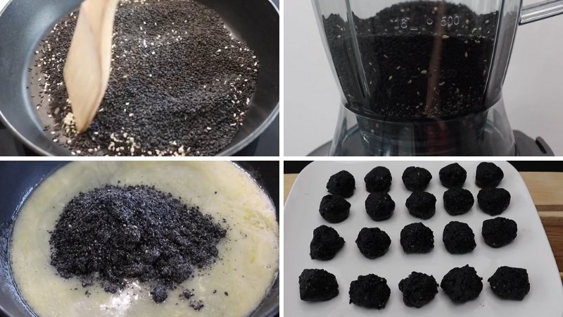 Bước 1: Làm nhân mè đen Bước 1: Làm nhân mè đen