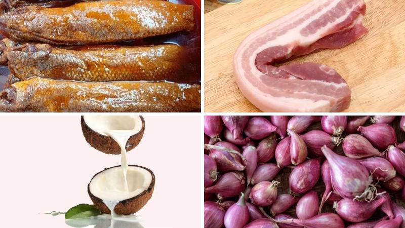 Nguyên liệu làm món mắm cá lóc kho nước dừa Nguyên liệu làm món mắm cá lóc kho nước dừa