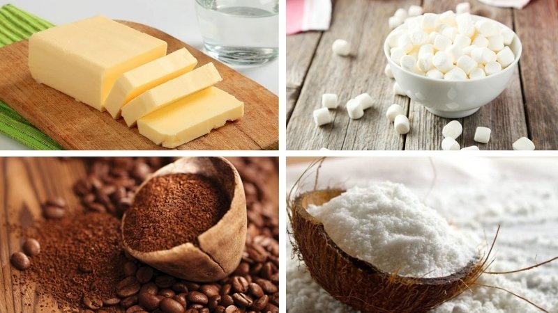 Nguyên liệu làm kẹo nougat cà phê sữa dừa Nguyên liệu làm kẹo nougat cà phê sữa dừa