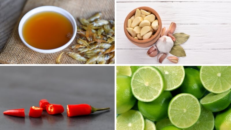 Nguyên liệu làm nước mắm tỏi ớt chua ngọt