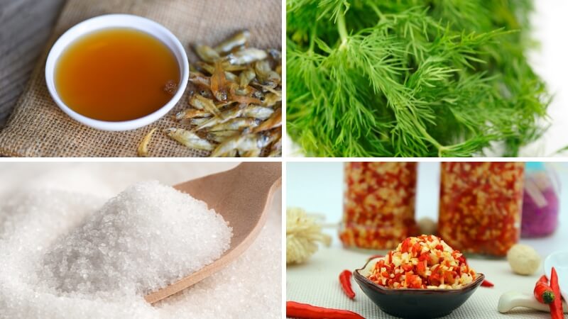 Nguyên liệu làm nước mắm tỏi gừng thì là