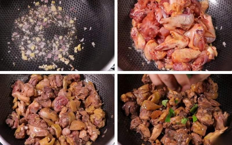 Thêm rượu trắng giúp khử mùi và làm dậy hương gà rang