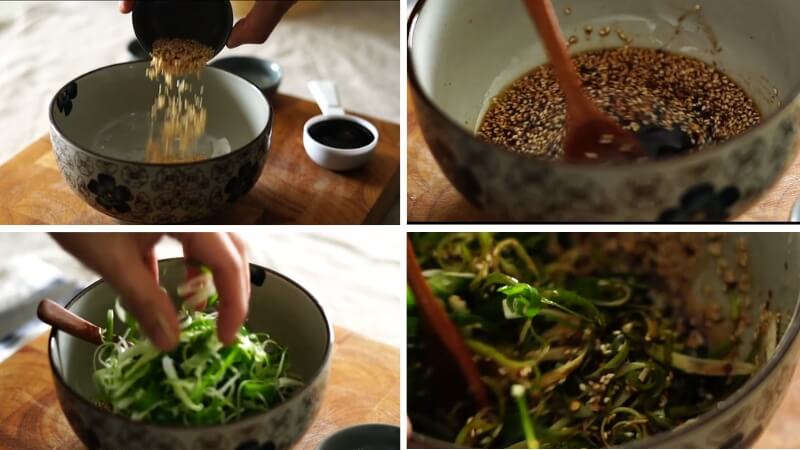 Bước 2: Làm sốt salad hành lá