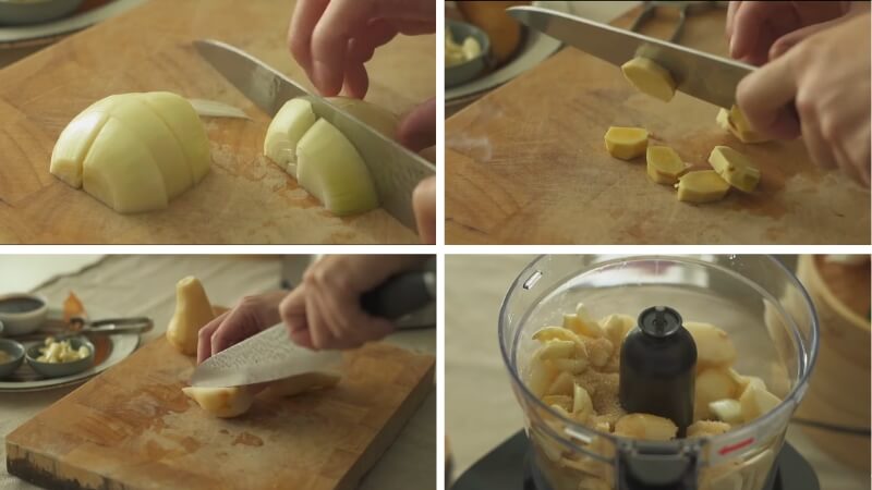 Bước 1: Sơ chế nguyên liệu & làm nước ướp thịt