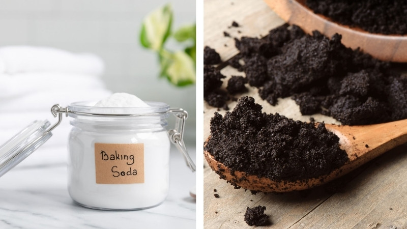 Baking soda và bã cà phê
