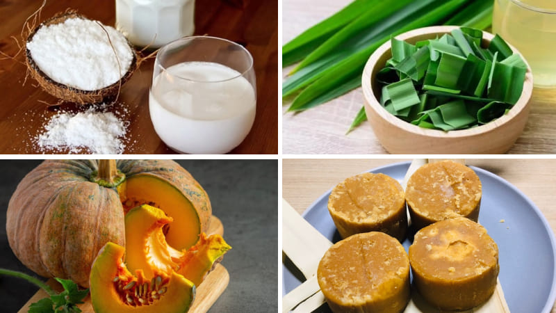 Nguyên liệu làm sữa trứng bí đỏ dừa