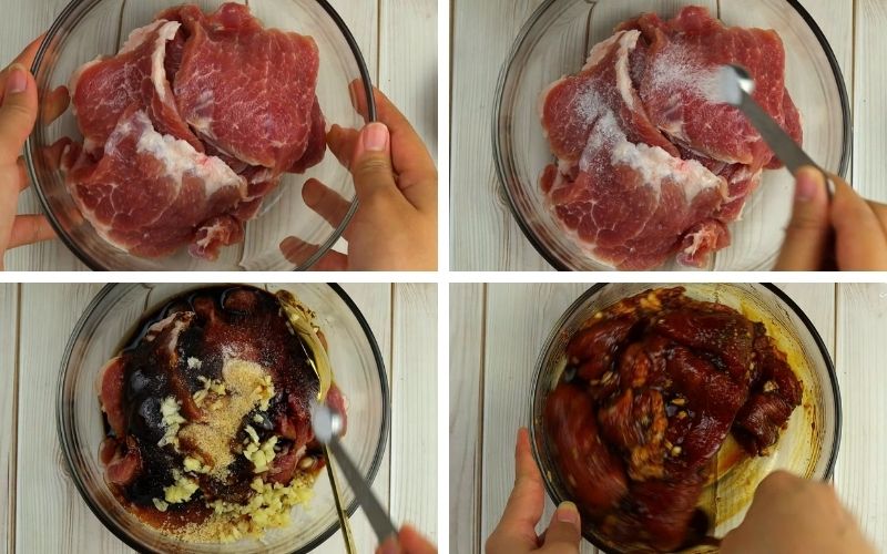 Ướp thịt với gia vị để thịt mềm, thấm đều và đậm đà