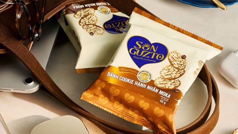 Bánh Sun Guzto cookie hạnh nhân Moka thơm đậm hương cà phê, giòn tan, hấp dẫn vị giác