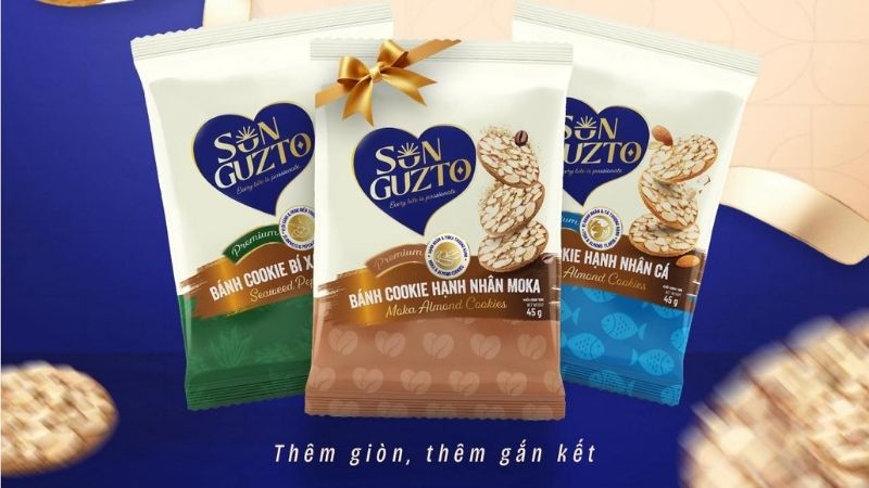 Bánh Sun Guzto được đóng gói bằng công nghệ hiện đại, giữ trọn hương vị và độ giòn lâu
