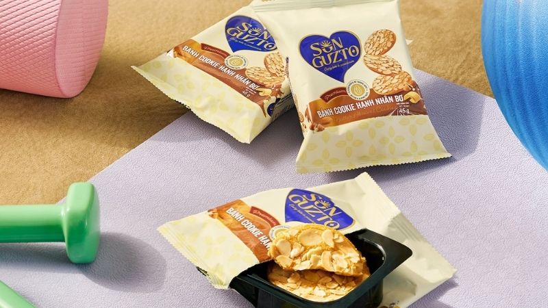 Bánh Sun Guzto cookie hạnh nhân bơ giòn tan, béo ngậy, hương vị cổ điển dễ ăn