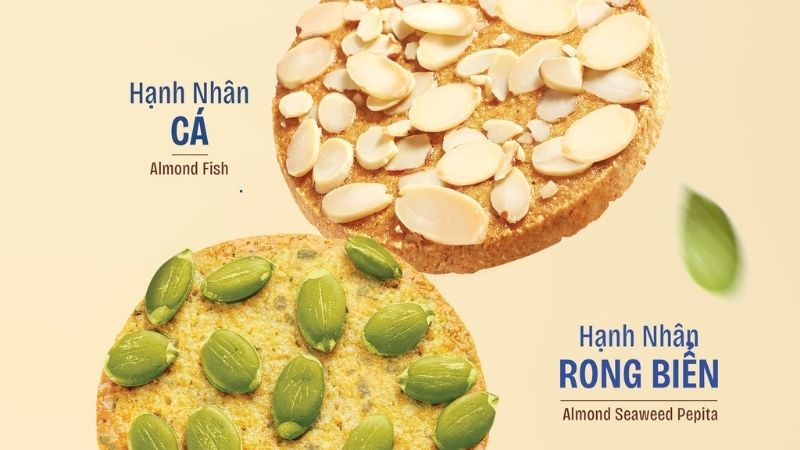 Bánh Sun Guzto cookie hạnh nhân cá vị mặn dịu, hương hải sản nhẹ nhàng, giòn tan