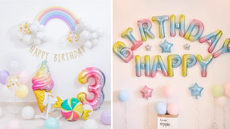 Mẫu trang trí sinh nhật chủ đề cầu vồng