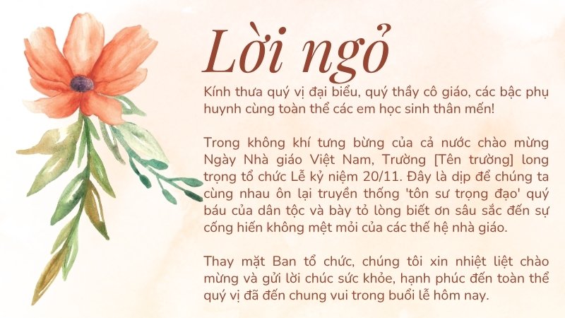 Lời ngỏ trong thư mời/ kịch bản