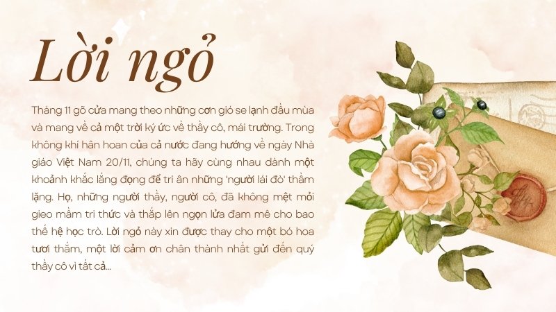 Lời ngỏ 20/11 hay và ý nghĩa