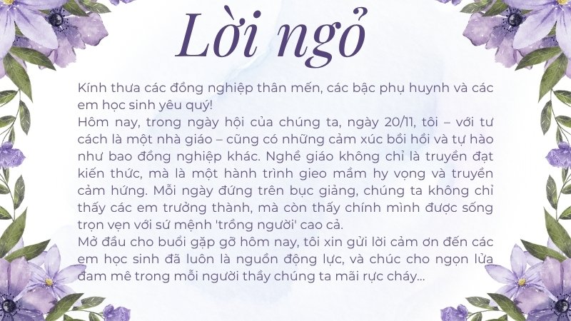 Lời ngỏ cho giáo viên