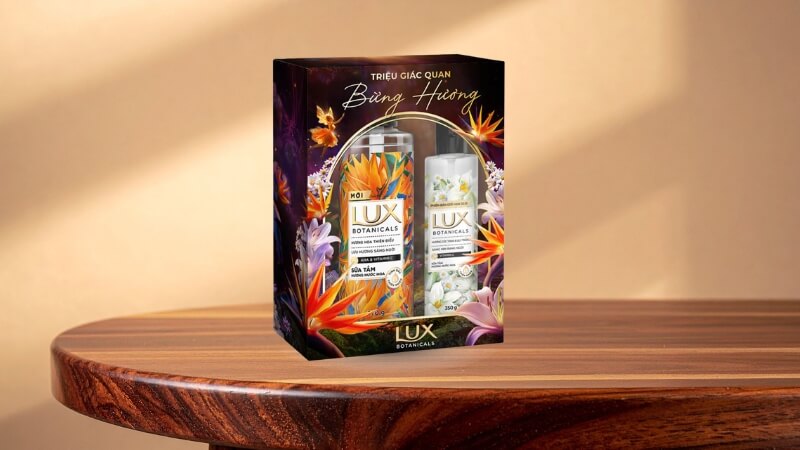 Hộp quà sữa tắm nước hoa Lux Botanicals sáng da hương hoa thiên điểu 562ml