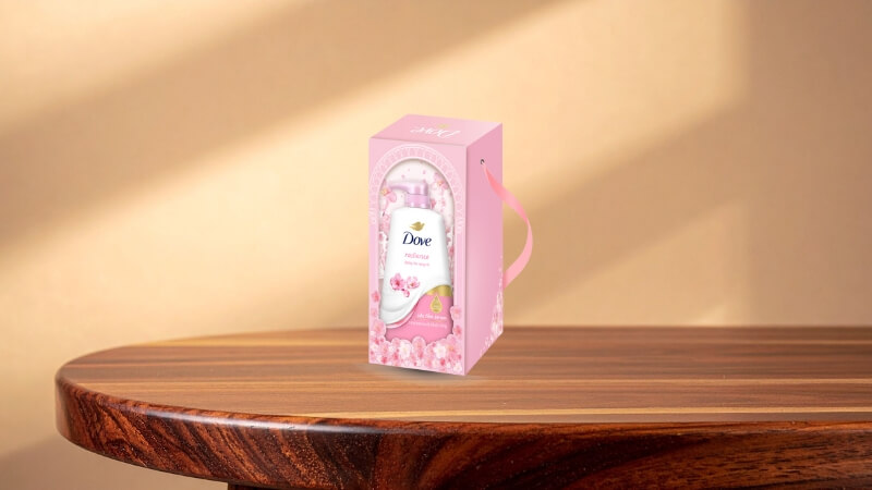 Hộp quà sữa tắm serum Dove Pro-Ceramide Radiance sáng da rạng rỡ hoa Sakura & muối hồng 500g