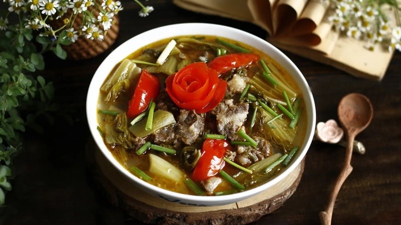 Thành phẩm canh dưa cải hầm xương