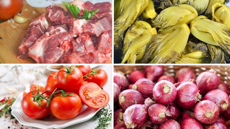 Nguyên liệu cần chuẩn bị để làm món canh dưa cải hầm xương