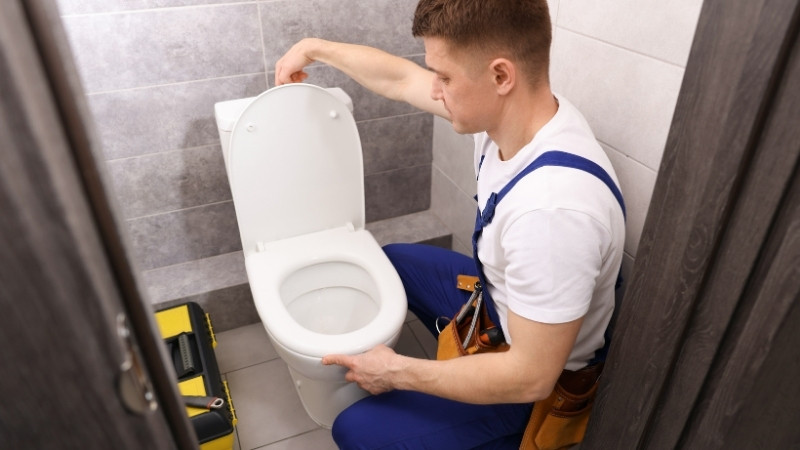 Thay hoặc siết chặt van xả bị hở để ngăn nước chảy liên tục xuống bồn cầu Thay hoặc siết chặt van xả bị hở để ngăn nước chảy liên tục xuống bồn cầu