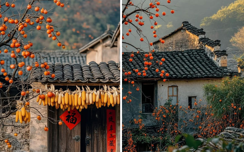 Canh thu nhà miền quê Trung Quốc